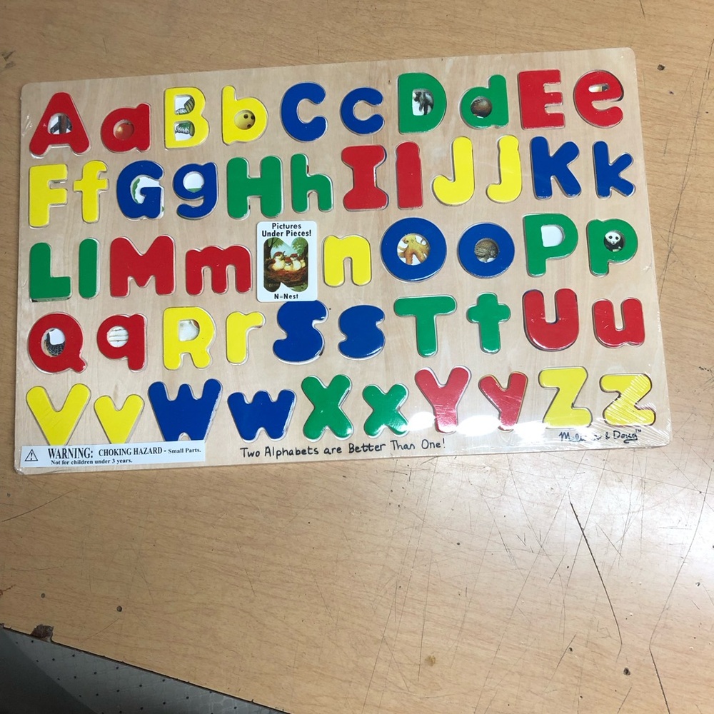 Melissa & Doug Wooden Double Alphabet Puzzle - Red, Yellow, Blue, Green